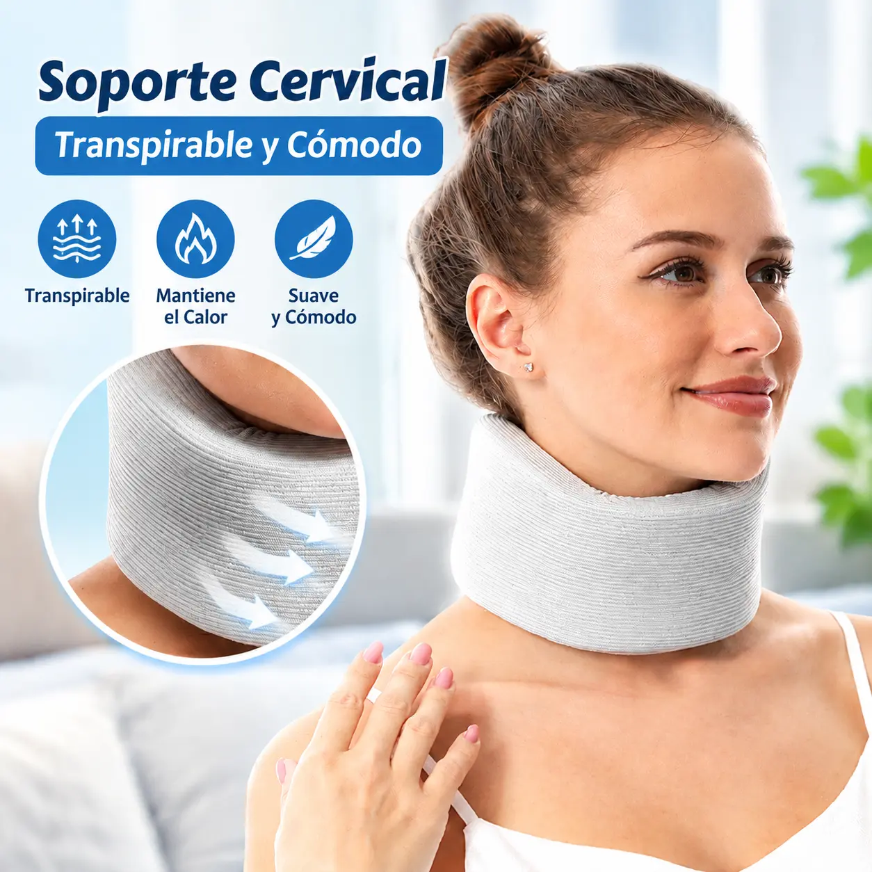 Neck Support Collar for Forward Head Posture Correction, Soft Foam Cervical Brace, Breathable Neck Brace to Relieve Neck Pain, Stabilize Neck, Anti-Slouch Neck Strap for Office, Sleeping, Working, Men Women