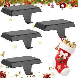 Christmas Stocking Holder Hanger for Mantle 4 Pack Lightweight Adjustable for Xmas Fireplace Home Decoration
