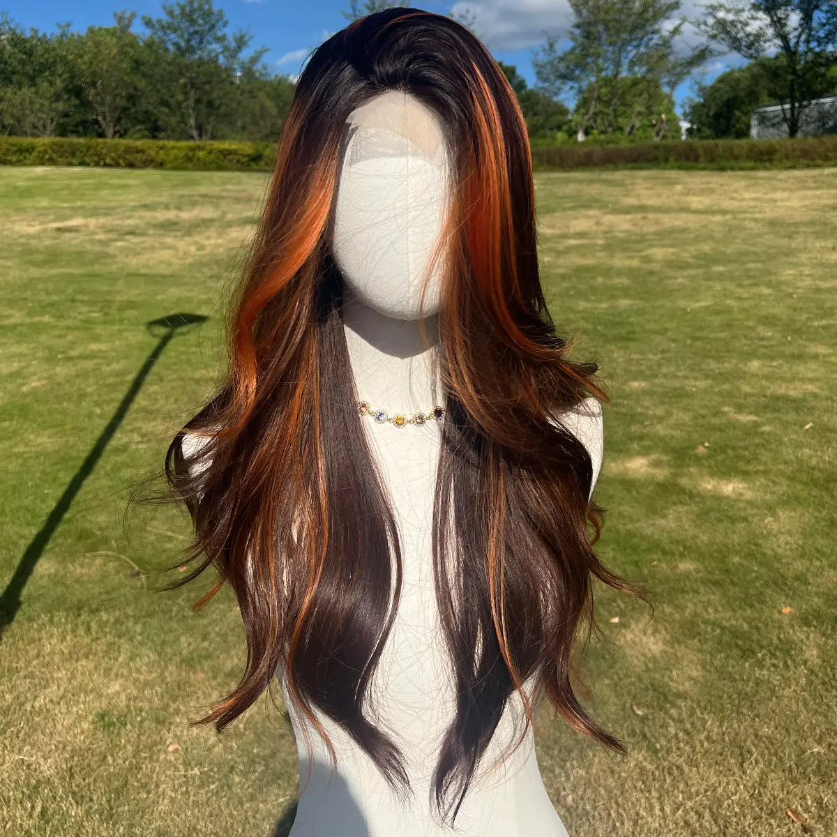 Smilco Brown Gigner Orange Highlight Body Wavy Wig – 0.5*6CM Small Lace Front/22 Inch/SM1675 Smilco Brown Gigner Orange Highlight Body Wavy Wig – 0.5*6CM Small Lace Front/22 Inch/SM1675