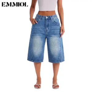 EMMIOL Jorts for Women Baggy Jeans Shorts Y2K Wide Leg Denim Shorts Grunge Streetwear Summer Vibes