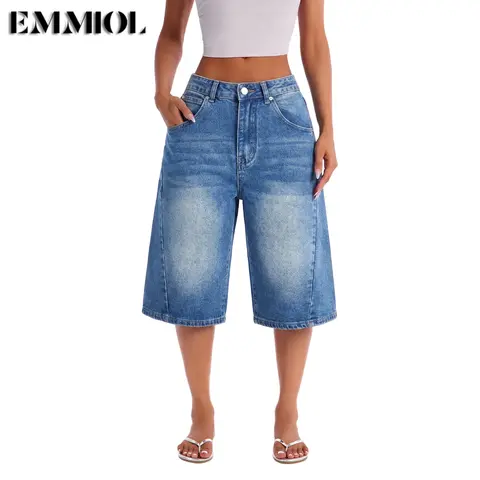 EMMIOL Jorts for Women Baggy Jeans Shorts Y2K Wide Leg Denim Shorts Grunge Streetwear Summer Vibes【Back to School】