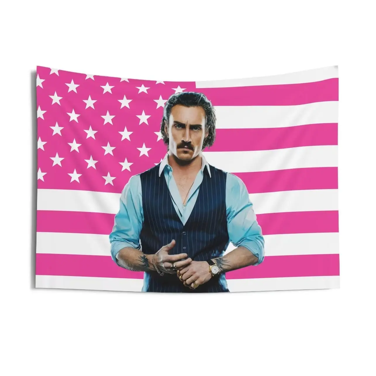 Aaron Taylor-Johnson as Tangerine Pink Flag Tapestries, Aaron Taylor-Johnson Indoor Wall Tapestries