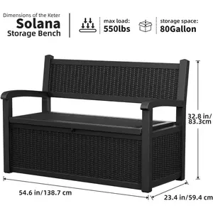 70 Gallon Storage Bench Deck Box Waterproof Lockable,Outdoor Storage Furniture for Patio,Garden and Porch,Tools and Cushions（Bla