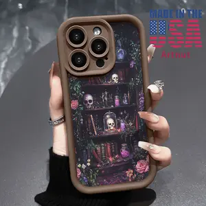 Compatible with iPhone 16 Pro Max 15 14 Plus 16E 13 12 Mini 11 Promax X XS Max XR xsmax Case Skeleton and Spring Cherry Blossoms Pattern Soft Non Slip Rugged Durable Smartphone Cover for Girl