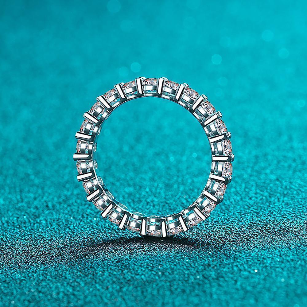 2.2 CT Moissanite Eternity Rings for Women Men 925 Sterling Silver Plated 18k Yellow Gold Diamond Engagement Ring Wedding Band