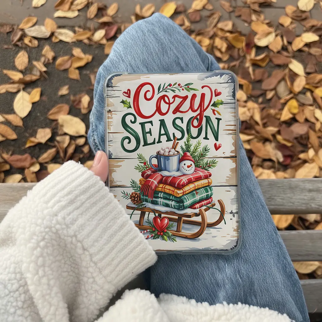 Christmas Kindle Insert for Clear Tablet Case, Aesthetic Book Lover Decor, Cozy Reading Accessory for Your Device with Cozy Vibes