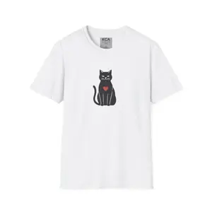 Men's cat lover, heart symbol, affection Graphic T-Shirt - Short Sleeve Crew Neck Regular Fit Casual Wear | Soft & Breathable Fabric, Durable Print, Everyday Comfort, Machine Washable, minimalist, hand-drawn illustration casual wear, gift for cat