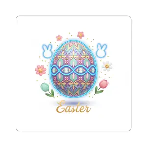 Easter Decorative Egg Kiss-Cut Sticker – Pastel Bunny & Floral Design