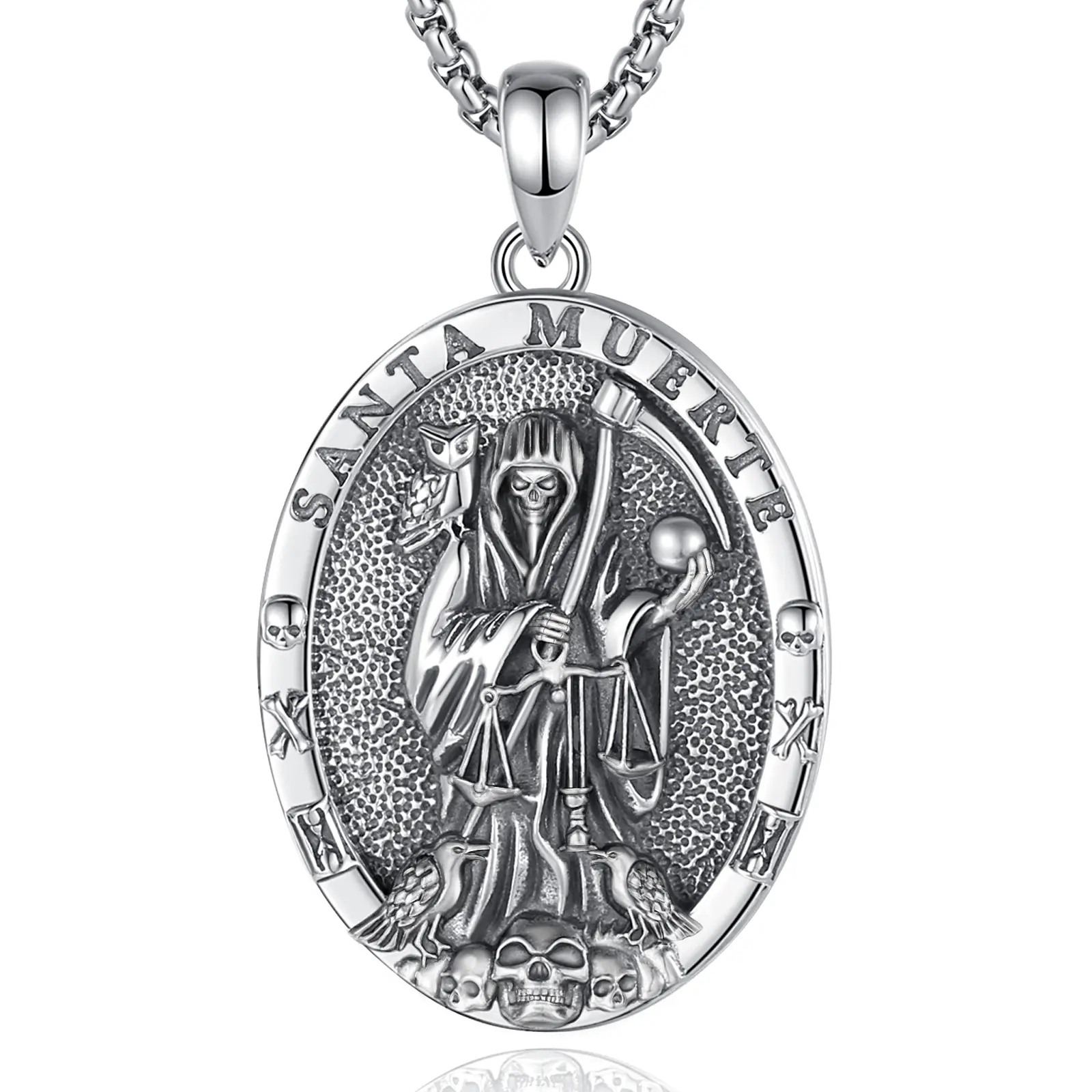 Style B Santa Muerte Oval Medal