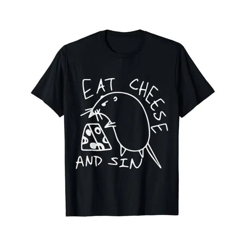 Funny Eat Cheese and Sin Novelty Street Art T-Shirt trendy t-shirts