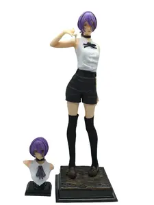 Unique Gift for Men Chainsaw Man Bomb Reze Double-Headed Sculpture with Purple Hair and White Top Collectible Figure Durable Material Ideal for Collectors mannequin heads art figurine decor festive home toy craft