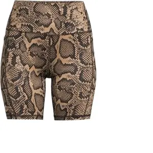 Python Flex Biker Yoga Shorts with Snake Print Design for Women's Active Wear