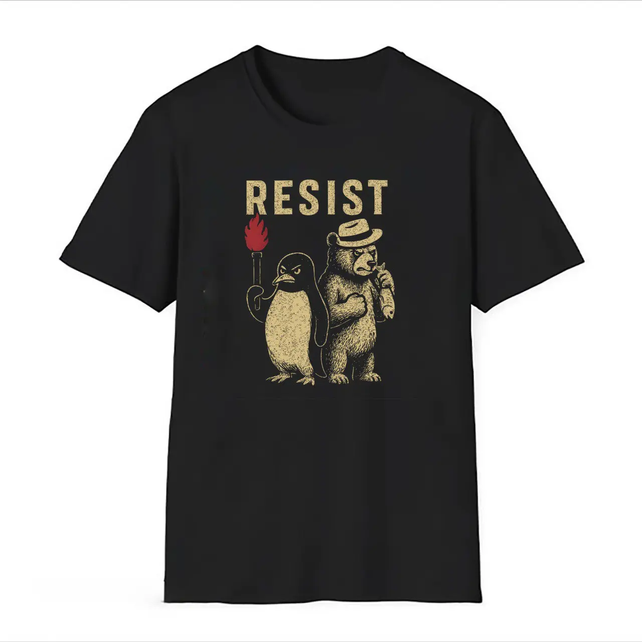 Penguin and Bear RESIST Shirt, Flippers Up Tee, Heard Island, Subtle FDT Shirt Resistance Protest, Against Tariffs Tee, RESIST TShirt