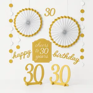 Golden Age 30th Birthday Room Decorating Kit - Gold Elegance