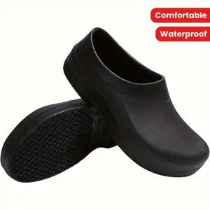 Men's Professional Chef Shoes - Oil & Waterproof Non-Slip Safety Clogs for Kitchen, Garden, Office & Seaside Wear