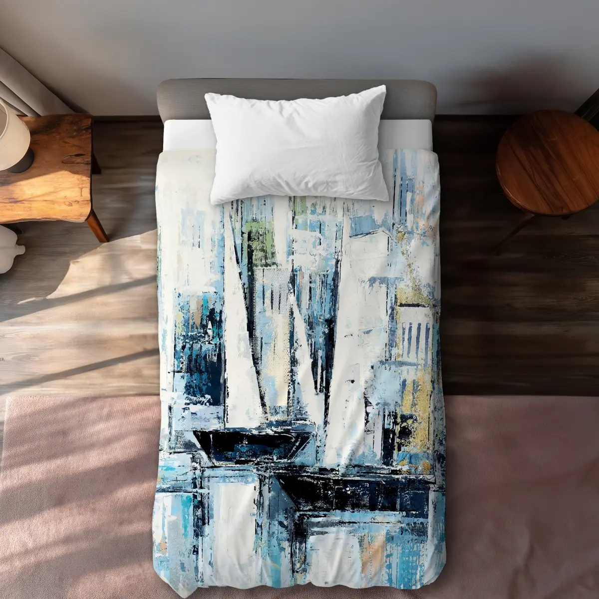 Begin Home Decor C1DCTXLW7R2Q3P Industrial Style Boats Beige Bedroom Twin Size Extra Long Duvet Cover - Home Decor