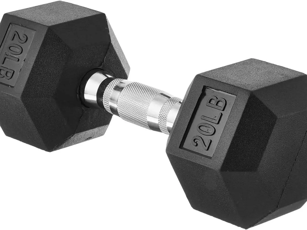20lb Rubber Hex Dumbbell, Single Non-Rolling Weight with Textured Grip for Home Gym, Unisex Fitness for Everyone & Strength Training, Weights For Lifting, Training Device Weight Lifting