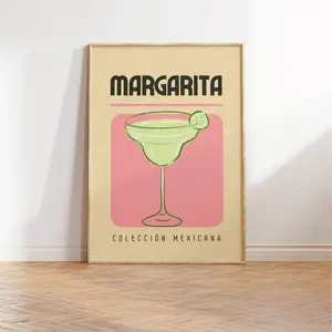 Margarita Coleccion Mexicana Poster, Bar Cart Wall Art, Mexico Cocktail Poster, Poster Prints No Framed, Gifts For Friend, Wall Art Home Decor, Aesthetic Wall Art, Gifts For Birthday
