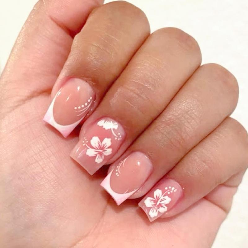 144 Pcs Press On Nails (6 Packs) | Nude Pink French, Bow & Floral Designs | Almond & Coffin Shapes | 3D Flower, Ribbon Bow & Glitter Styles | Reusable Stick On Nails with Jelly Glue | 12 Sizes