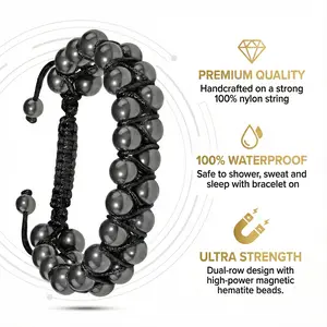 【BOGO】Magnetic Hematite & Amethyst Bracelet, Adjustable Healing Stone Bracelet for Men & Women, Stress Relief Gift