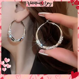 Circle Hoop Earrings with Zirconia Stones – Elegant Minimalist Gold & Silver Hoops, Dainty Sparkling Fashion Jewelry for Women