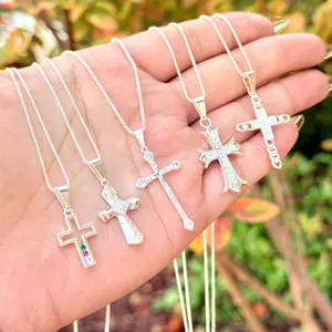 Cross  Silver 925 Pendant + Free Chain Real Silver 925