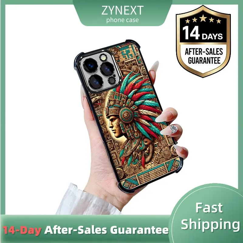 Mysterious Maya style totem personalized phone case Suitable for iPhone 17/16/15/14/13/12 Pro Max Plus electroplated anti drop soft case phone case 016 Protector Screen Protector Protection Protective Cover Smartphone Casing Cellphone Shockproof
