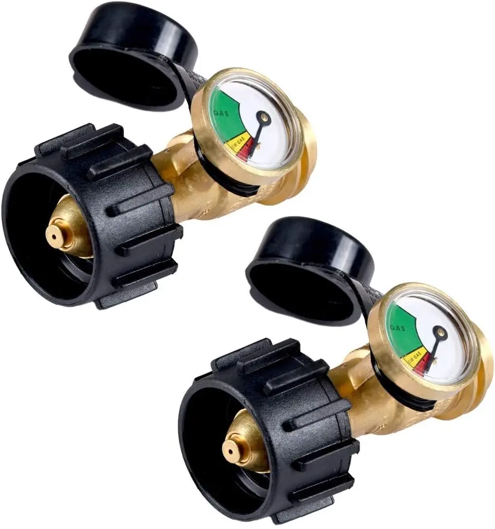 2 PCS Propane Tank Gauge with Leak Detector, Universal Level Indicator for 5-40lb Tanks, Compatible with Camping Stoves, Heater, BBQ Grills, Gas Burne