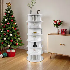 Rotating Shoe Rack Tower, 7/8-Tier Spinning Storage Rack, Free Standing 360° Revolving Shoe Organizer, Holds 28/32 Pairs of Shoes