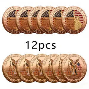 12PCS USA 250th Anniversary (1776-2026) Commemorative Collectible Patriotic Challenge Coins, Festive Party Gift for Home Supplies