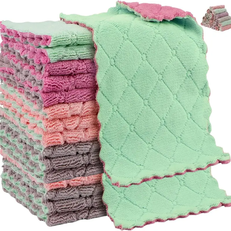 24-Pack Kitchen Cloths - Multicolor Microfiber Towels for Cleanliness and Absorbent Cleaning with Ultra Soft and Velvet Cotton Feel - Smooth Wipe