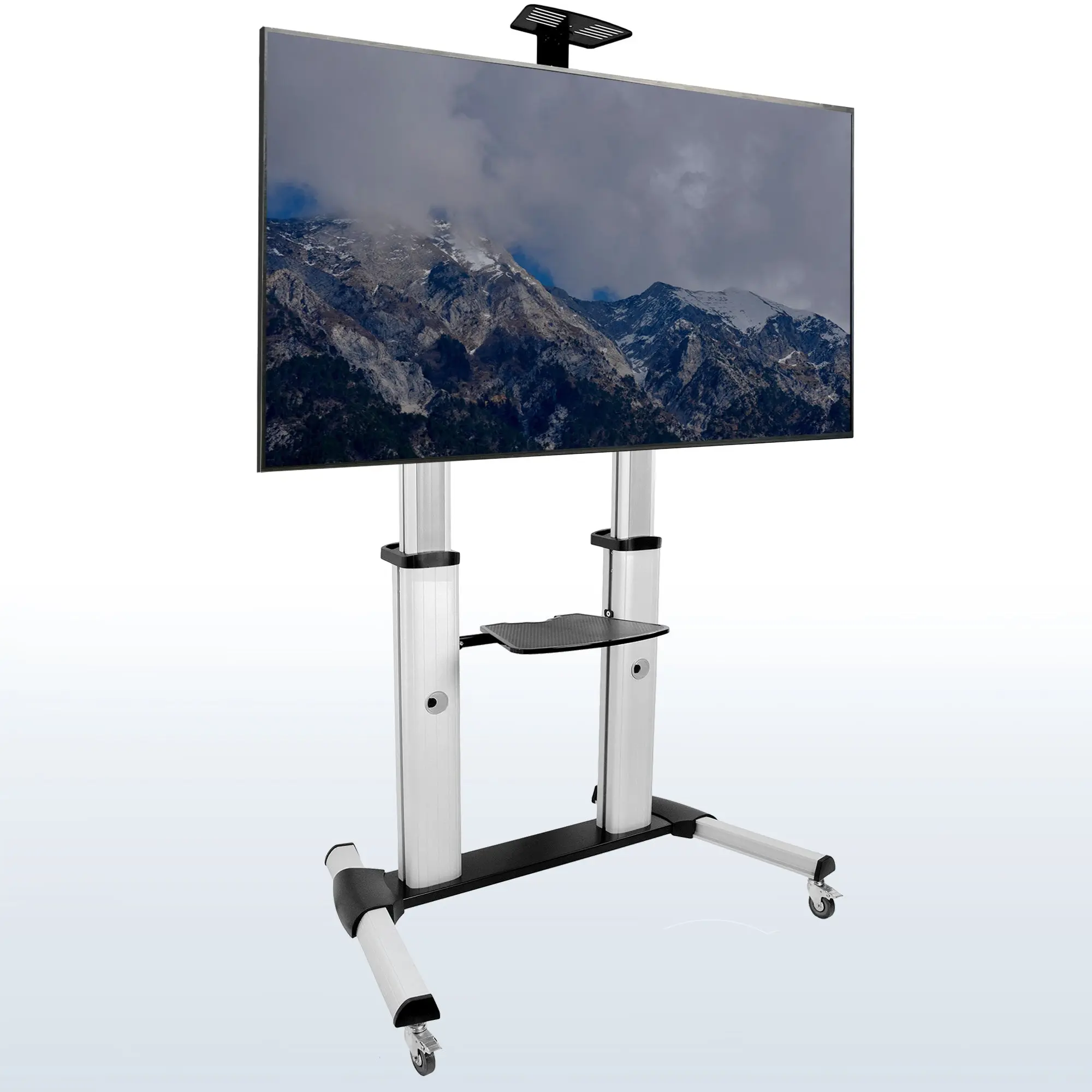 Portable TV Stand - Mobile Cart for 32"-100" Screens, Indoor Furniture TV Stand & Bedside Table Compatible, Adjustable Tv Stand