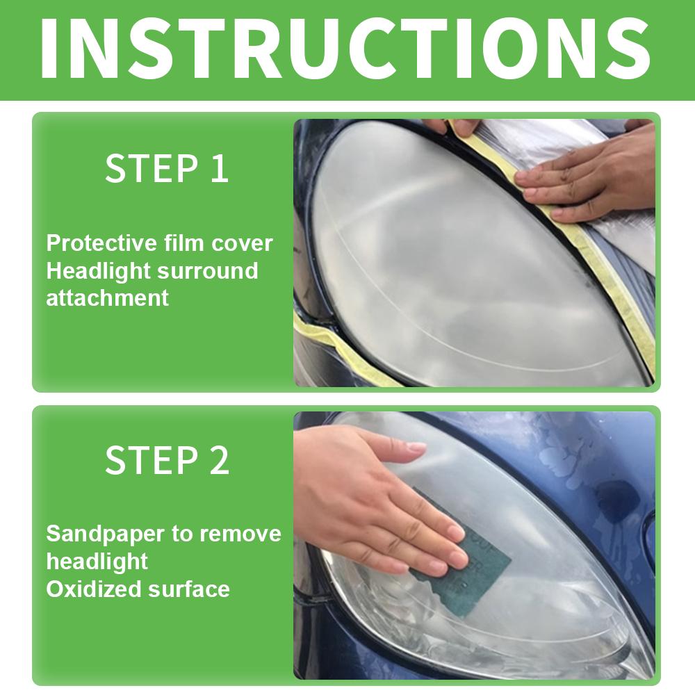 Automotive Headlight Restoration Cleaner, effectively cleaning oxidized yellowing and fine scratches, maintaining clear headlight brightness, slowing aging, eco-friendly and non-damaging, providing long-lasting protection for headlights