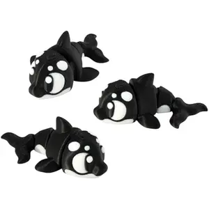 3D Printed Articulated Orca Killer Whale Fidget Toy 3 Pack – Flexible Cute Animal Desk Decor, Adult Collectible Figure – 3D Printed in USA