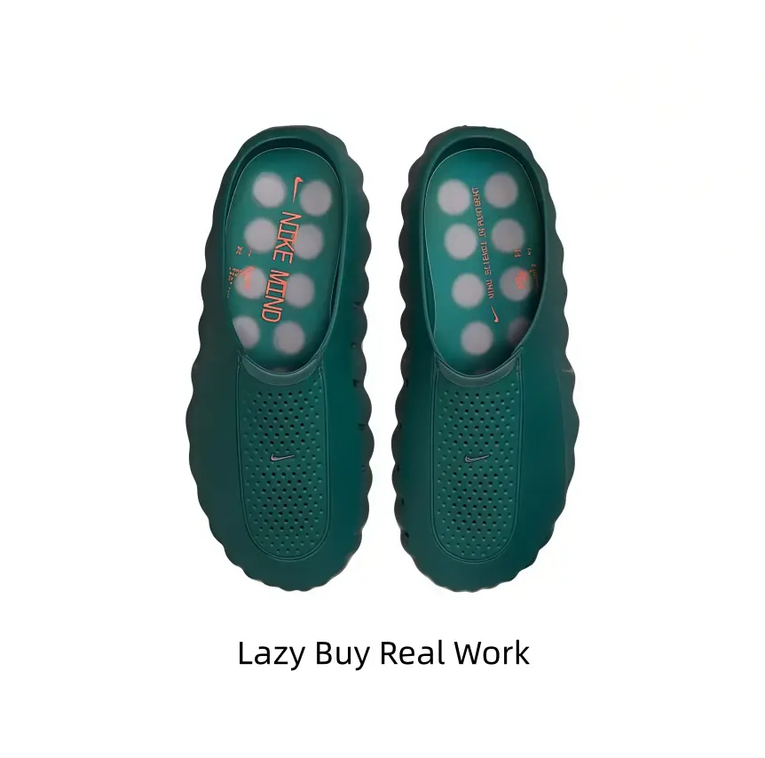 This deep emerald hollow slip-on recovery shoe with dotted massage insole is my daily loungewear staple. Full perforated waterproof shell pairs soft cushioned sole, suitable for shower, home rest and quick outdoor errands all year long.