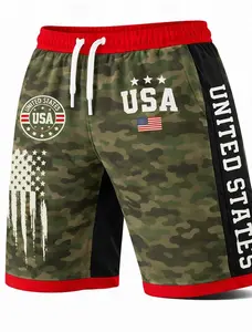 Men's USA Flag Camo Shorts, Patriotic Athletic Shorts, American Flag Gym Shorts, 4th of July 2026, Tactical Military Style Shorts