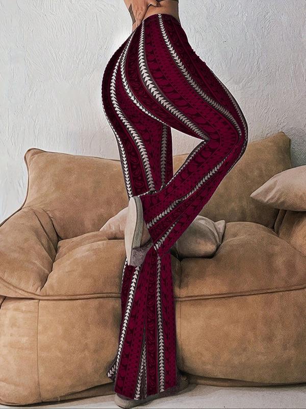 Women's High Waist Flare Pants Black Printed Bell Bottom Trousers Slim Fit Stretchy Wide Leg Pants Retro Bohemian Ethnic Pattern Streetwear Y2K Trendy Casual Fashion Club Party Outfit Comfortable Long Pants Boho Festival Trousers
