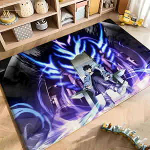 A-S-SoloS L-Leveling Anime Floor Mat Soft Flannel Doormat Non-Slip Absorbent Floor Rug Fluffy Bedside Rug for Kitchen Bathroom Doorway Entrance Living Room Home Decor Modern Stylish Mat Multiple Sizes Available