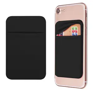 Cell Phone Pocket Self Adhesive Card Holder Stick On Wallet Sleeve with Adhesive ID Credit Card ATM Card Holder for iPhone Android 2 PACK BLACK