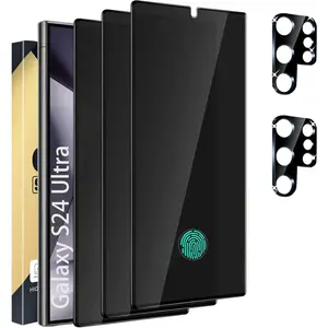 Privacy Screen Protector & Camera Lens Tempered Glass, High Clarity Bubble Free Anti-spy Protective Film, Phone Accessories for Galaxy S24 Ultra 5G, Cover
