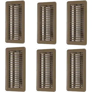 4" x 10" Floor Vent Covers Brown 6 Pack - Heavy Duty Walkable Floor Registers -  Finish - Easy Adjust Air Vent Deflector - Vent Covers for  - Reinforced Bend-proof Weld