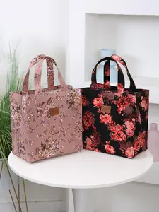 Floral Pattern Handbag, Shopper Handbag, Tote Bag, Large Capacity Portable Storage Bag, Casual Trendy Versatile High-quality Daily Commuting Bag, Girl Fashionable Shopping Bag, Reusable Shopping Bags