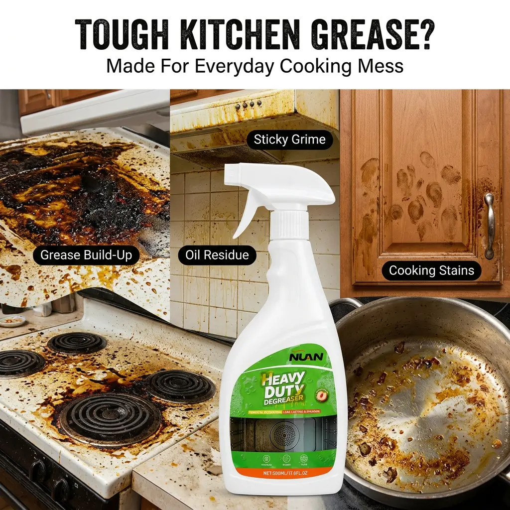 NUAN heavy duty degreaser-Range Hood Cleaner Spray, Heavy Duty Kitchen Grease Remover for Hood Filters, Stovetops, Backsplash & Stainless Steel Surfaces-HQ