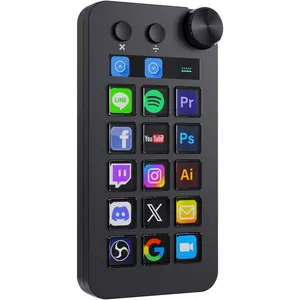 VSDinside Stream Controller Deck with 18 Customizable Macro  to Trigger Actions in OBS Twitch YouTube for Content Creators Stream Dock Compatible with PC &  N1 Black Macro Keypad
