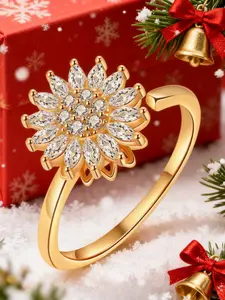 Sunflower Design Fidget Ring, Adjustable Rings Anxiety Relief Rotating Ring, Fashion Jewelry for Party, Daily Clothing Decor, Trendy All-match & Exquisite Jewelry for Birthday Gift