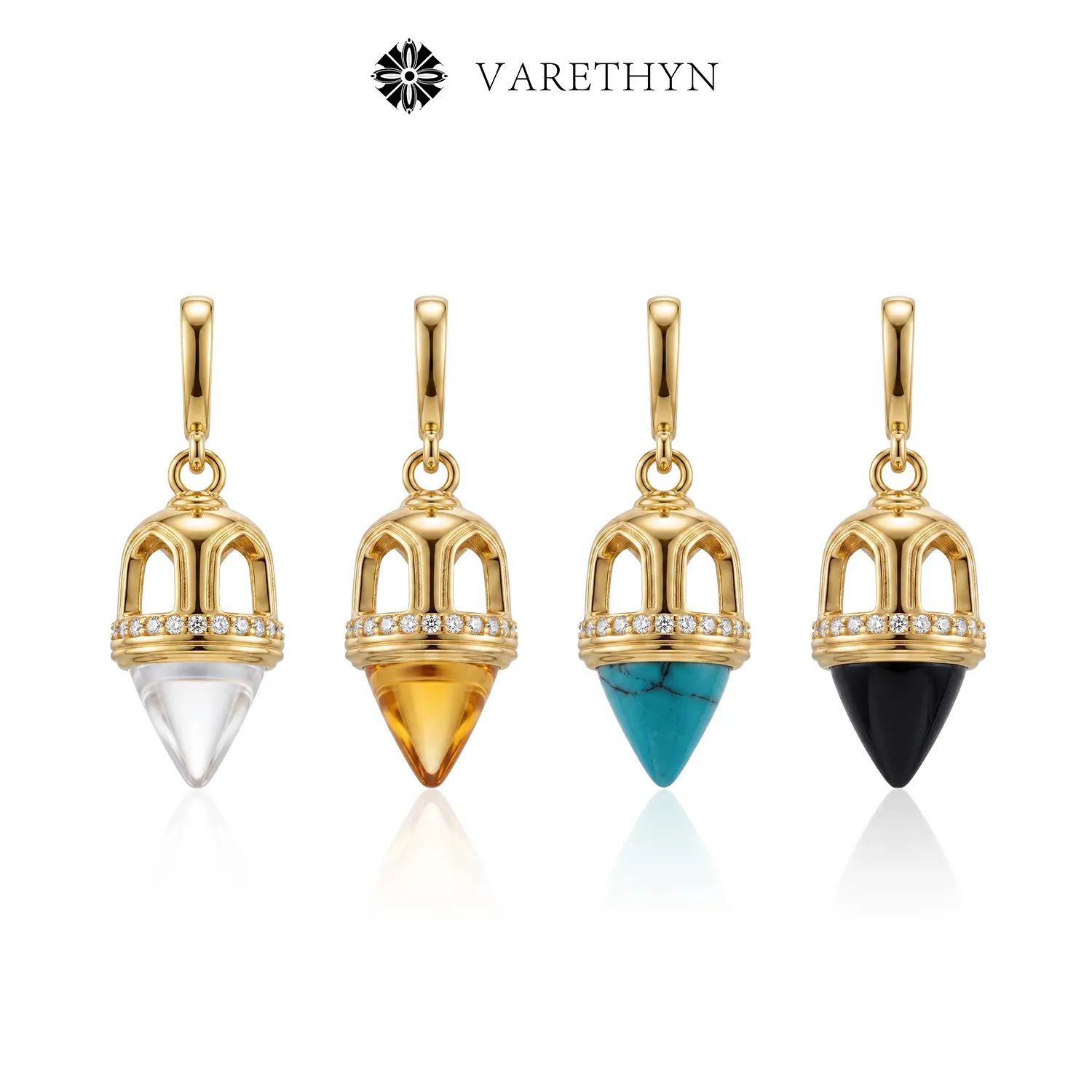 Healing Crystal Cathedral Pendant | 14K Gold Plated Arch Dome Necklace for Women Gift