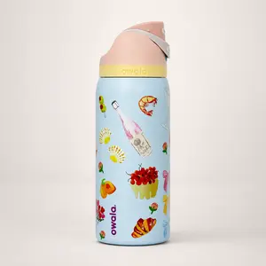Owala FreeSip 32oz Insulated Water Bottle Coastal Summer Picnic Design Leakproof  Steel Bottle travel tumbler  steel  black steel tumbler daddy coffee  cup Dual Color Vacuum Water Bottle ideal father Snowflake Christmas