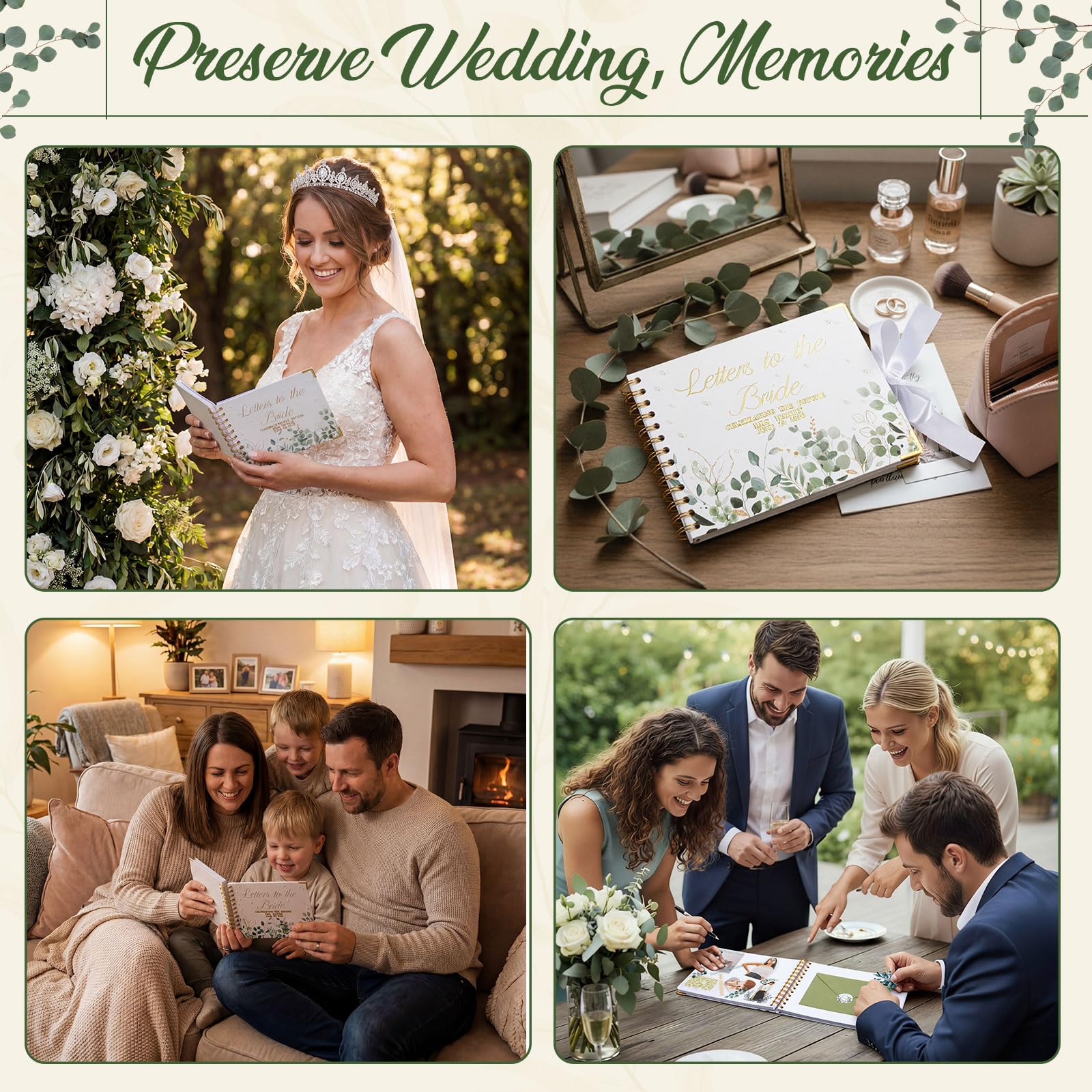 Letters to the Bride Book Wedding Gift - Heartfelt Wedding Letters Scrapbook for Bride, DIY Bridal Shower Gift from Bridesmaids & Mom, Elegant Pearl Decor Keepsake Memory Book for Wedding Morning