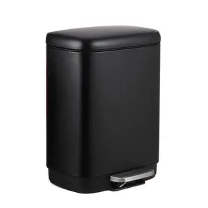 【Christmas Gift】12 Liter 3 Point Two Gallon Stainless Steel Trash Can With Soft Close Lid Fingerprint Resistant Finish Child Proof Step On Pedal For Kitchen And Home Use Black Bin