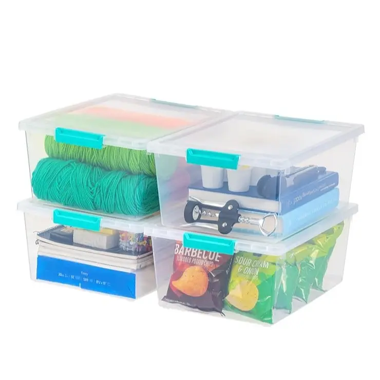 12 Qt. Plastic Storage Bins Containers with Lids, 4 Pack, Sensory Bin, Craft Storage, Craft Organizers and Storage, Organizing Container for Home .
